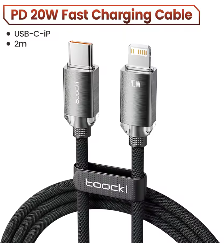 Cabo Toocki USB-C para Lightning Carregamento Rápido – Cabo Turbo para iPhone, iPad e AirPods