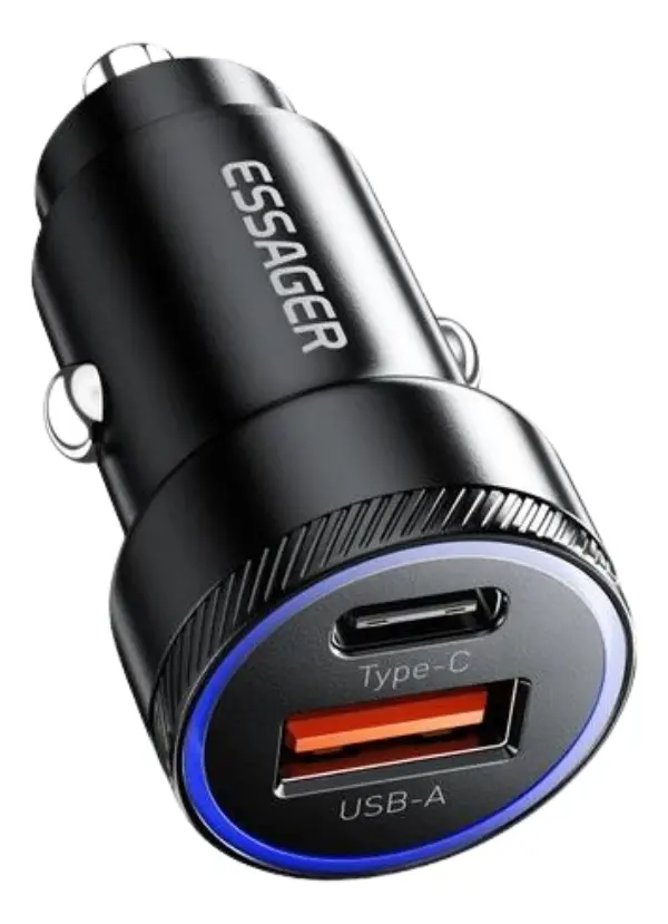 Carregador Veicular Essager 54W com Carga Rápida Conexão USB-A e Tipo C